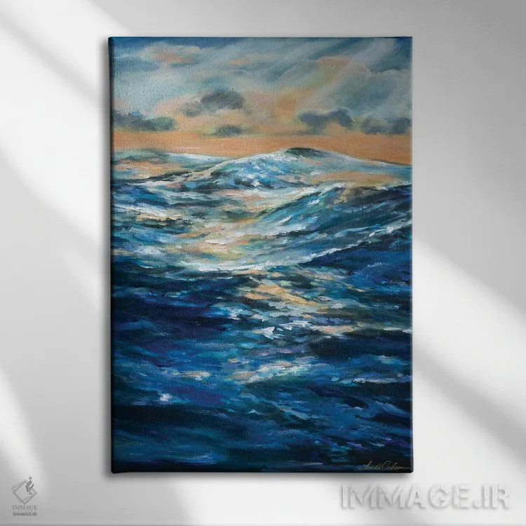 تابلو انتزاعی آرامش پیش از طوفان اثر لیندا اولسن - نمای روبهرو روی دیوار