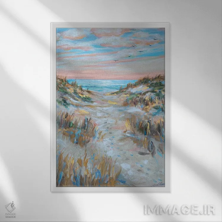 تابلو دکوراتیو مسیر ردپاها اثر لیندا اولسن - نمای قابدار سفید