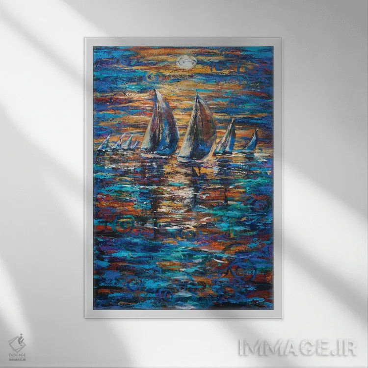 تابلو انتزاعی مسابقه انسنادا اثر لیندا اولسن - نمای قابدار سفید