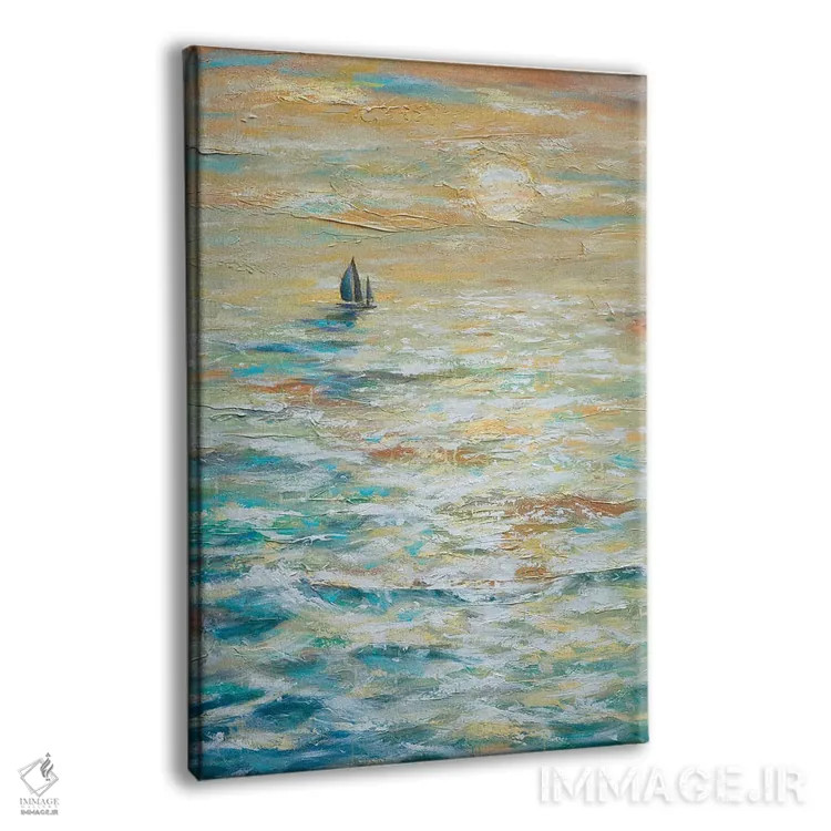 تابلو انتزاعی قایقرانی به سمت غروب اثر لیندا اولسن - نمای پرسپکتیو محصول