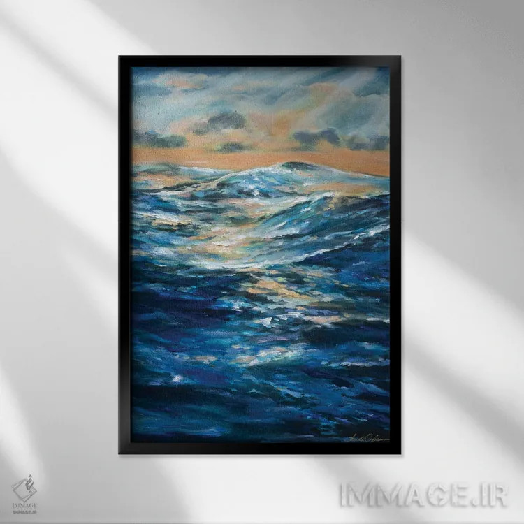 تابلو انتزاعی آرامش پیش از طوفان اثر لیندا اولسن - نمای قابدار مشکی