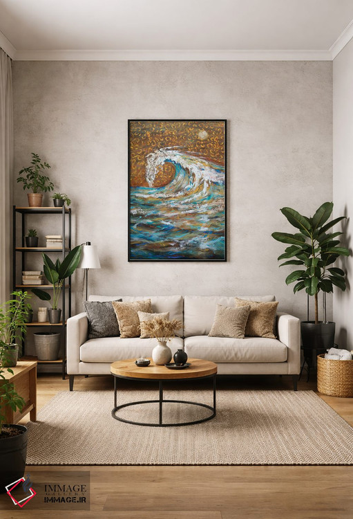 تابلو انتزاعی موجی که باد آن را می تازد اثر لیندا اولسن - D1B