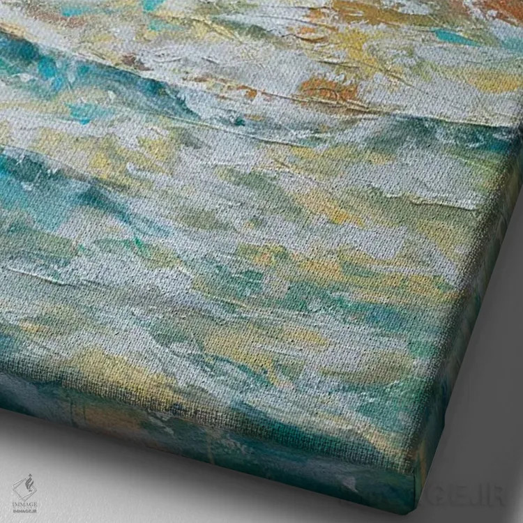 تابلو انتزاعی قایقرانی به سمت غروب اثر لیندا اولسن - نمای نزدیک بافت بوم