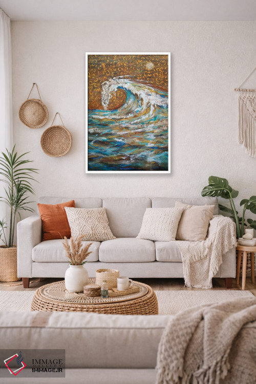 تابلو انتزاعی موجی که باد آن را می تازد اثر لیندا اولسن - D2W