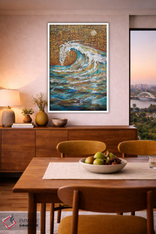 تابلو انتزاعی موجی که باد آن را می تازد اثر لیندا اولسن - D6W