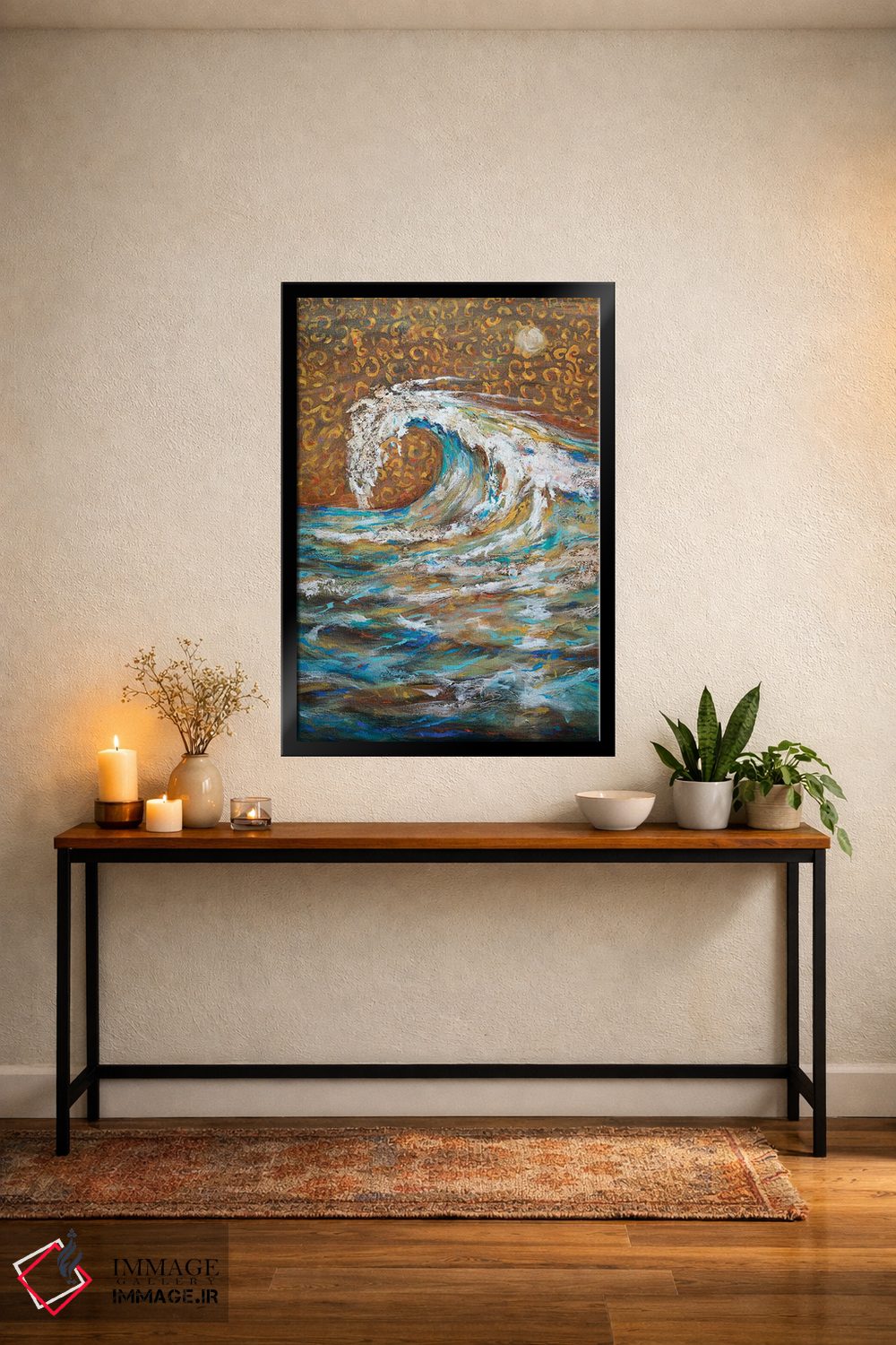 تابلو انتزاعی موجی که باد آن را می تازد اثر لیندا اولسن - D5B