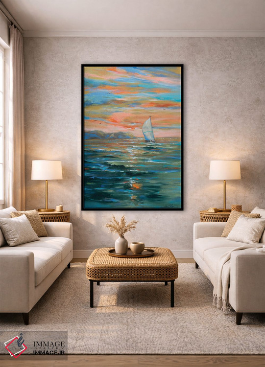 تابلو انتزاعی قایقرانی به دور اثر لیندا اولسن - D1B