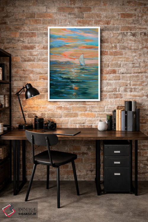 تابلو انتزاعی قایقرانی به دور اثر لیندا اولسن - D3W