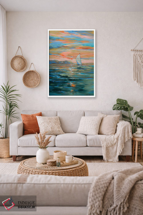 تابلو انتزاعی قایقرانی به دور اثر لیندا اولسن - D2W
