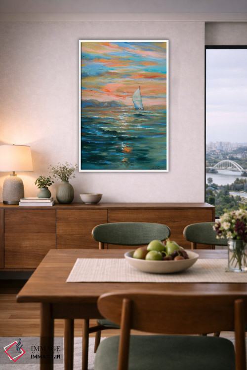 تابلو انتزاعی قایقرانی به دور اثر لیندا اولسن - D6W