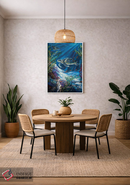 تابلو دکوراتیو لاک پشت صخره مرجانی اثر لیندا اولسن - D1W