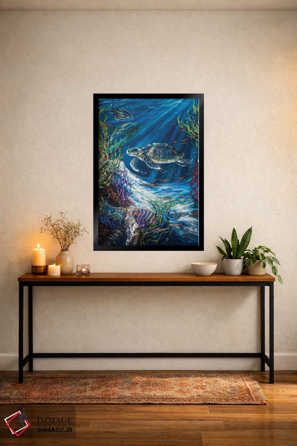 تابلو دکوراتیو لاک پشت صخره مرجانی اثر لیندا اولسن - D5B