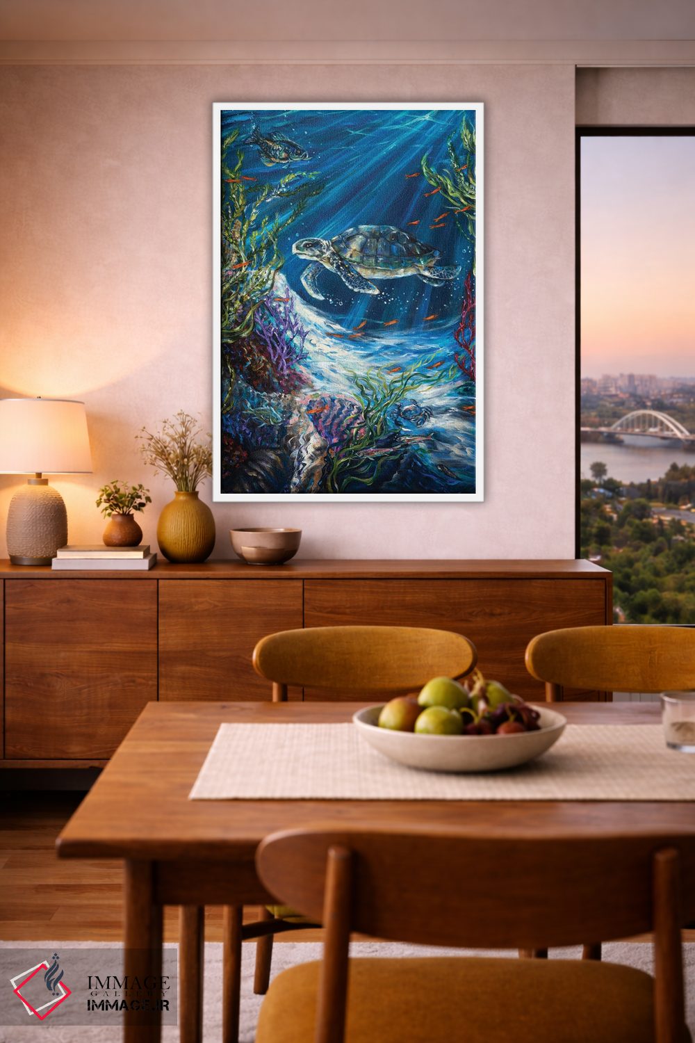 تابلو دکوراتیو لاک پشت صخره مرجانی اثر لیندا اولسن - D6W