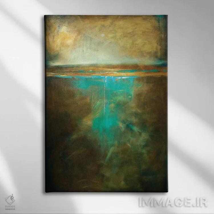 تابلو انتزاعی لب آب در روشنایی مهتاب اثر لیندا اولسن - نمای روبهرو روی دیوار