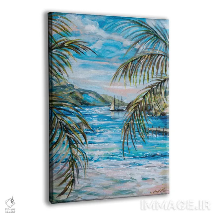 تابلو دکوراتیو صبح در خلیج لاک پشت ها اثر لیندا اولسن - نمای پرسپکتیو محصول