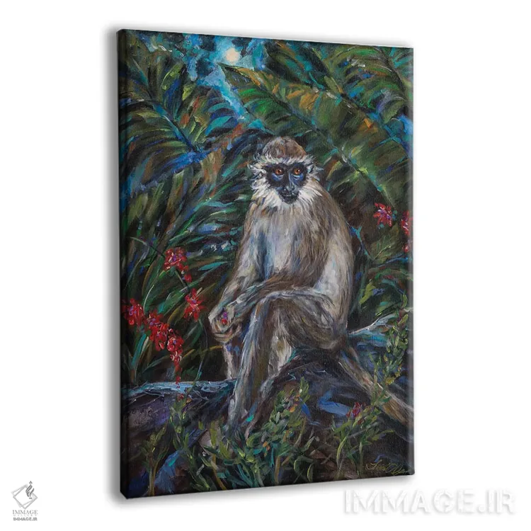 تابلو دکوراتیو مهتاب میمون ها اثر لیندا اولسن - نمای پرسپکتیو محصول