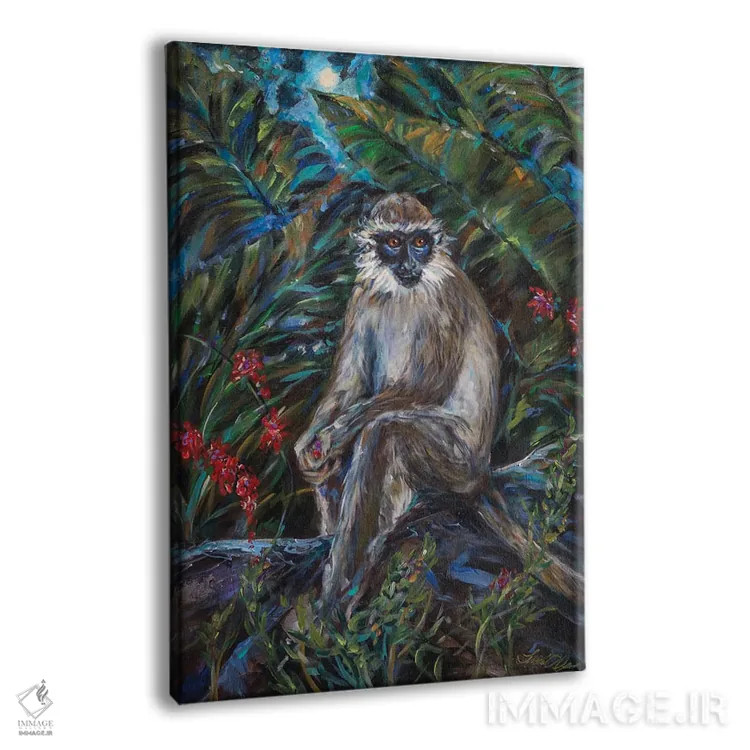 تابلو دکوراتیو مهتاب میمون ها اثر لیندا اولسن - نمای پرسپکتیو محصول