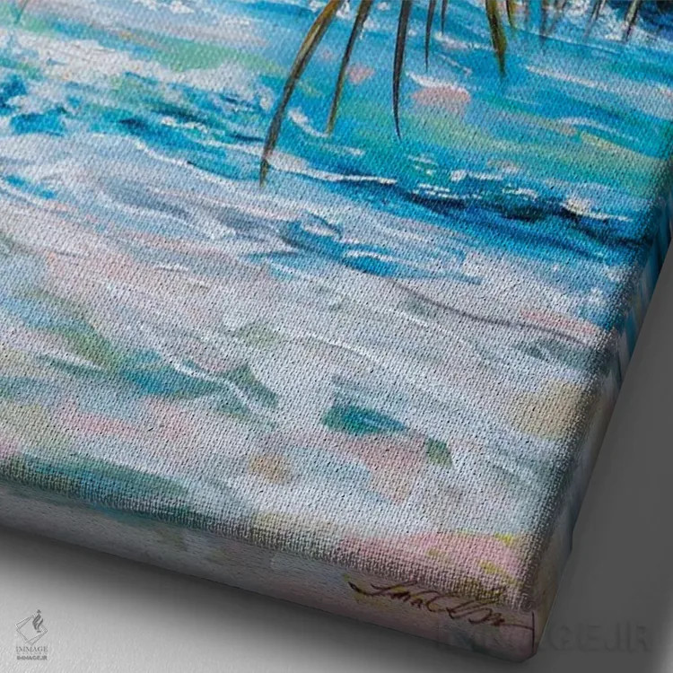 تابلو دکوراتیو صبح در خلیج لاک پشت ها اثر لیندا اولسن - نمای نزدیک بافت بوم