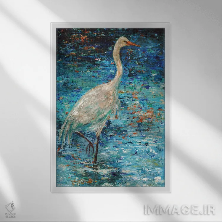 تابلو دکوراتیو بازتاب جرثقیل اثر لیندا اولسن - نمای قابدار سفید