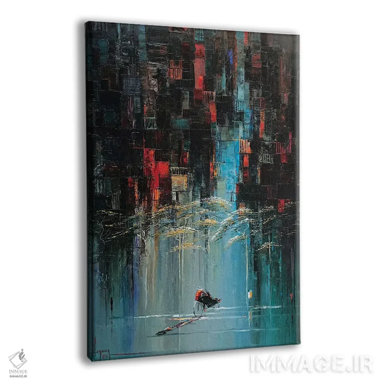 تابلو انتزاعی "باران بهاری در خیابان" اثر له نگوک کوآن - نمای پرسپکتیو محصول