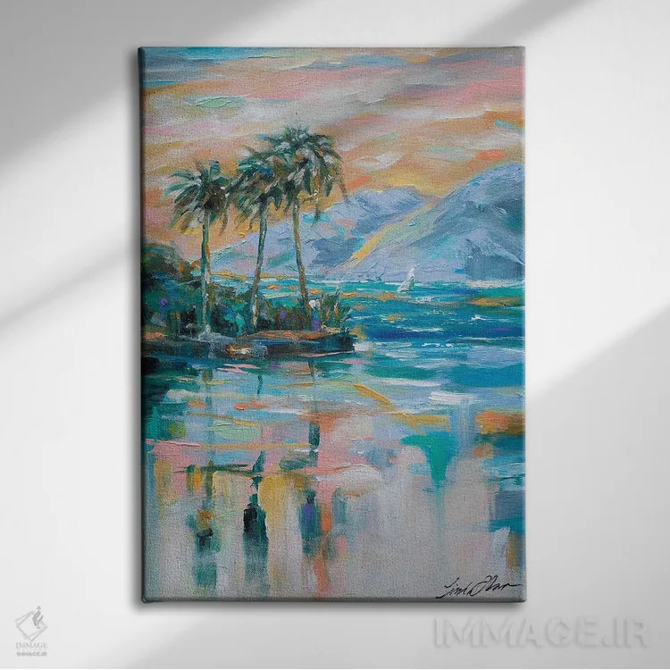 تابلو دکوراتیو قایقرانی در خلیج اثر لیندا اولسن - نمای روبهرو روی دیوار