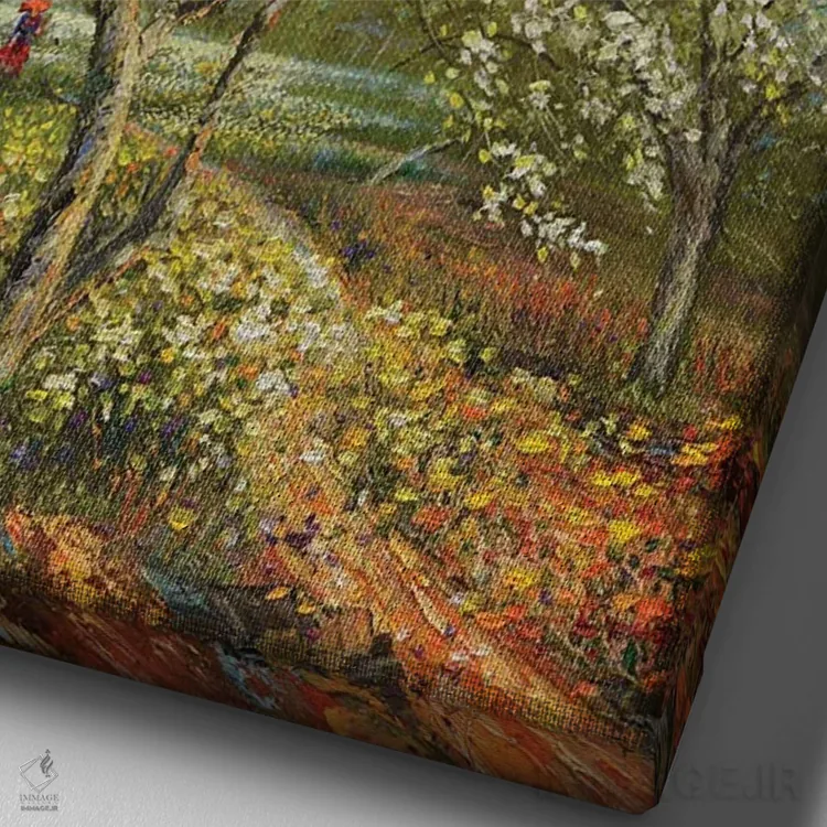 تابلو دکوراتیو "آفتاب اوایل بهار" اثر له نگوک کوآن - نمای نزدیک بافت بوم