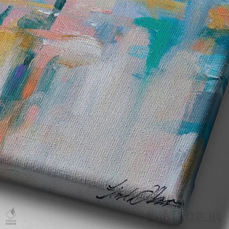 تابلو دکوراتیو قایقرانی در خلیج اثر لیندا اولسن - نمای نزدیک بافت بوم