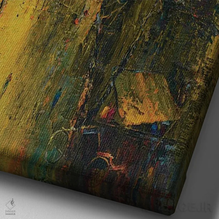 تابلو انتزاعی دلتنگ پاییز اثر له نگوک کوآن - نمای نزدیک بافت بوم