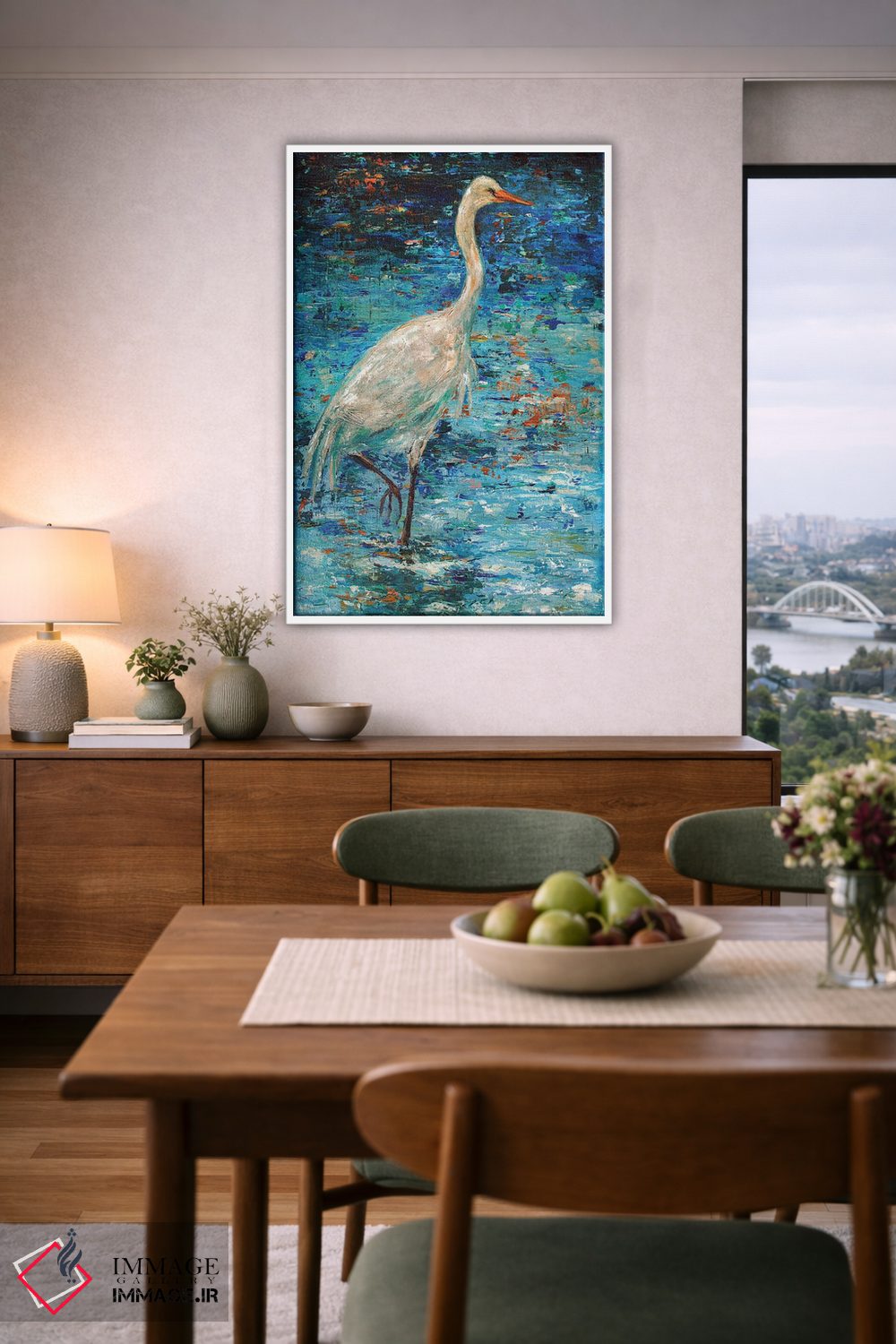 تابلو دکوراتیو بازتاب جرثقیل اثر لیندا اولسن - D6W