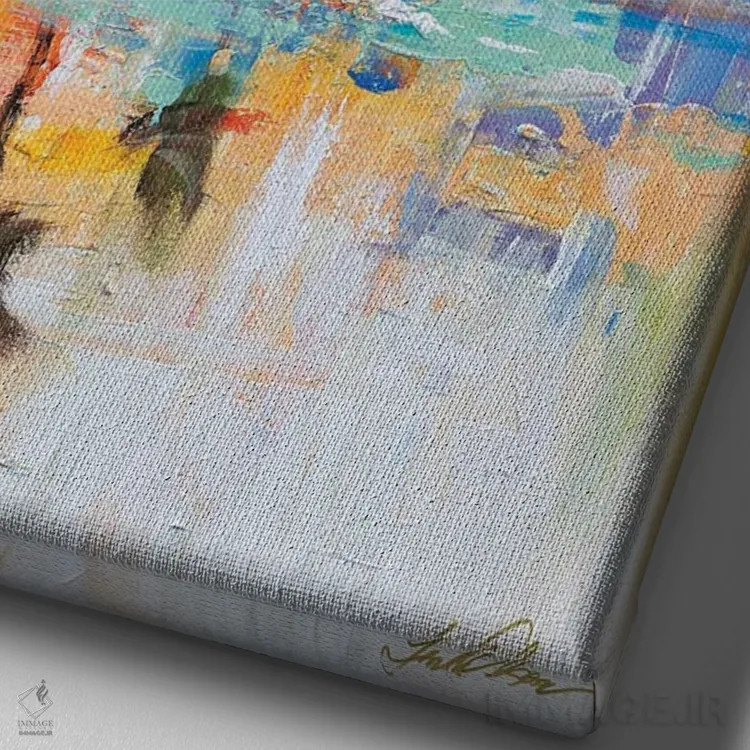 تابلو دکوراتیو بهشت اثر لیندا اولسن - نمای نزدیک بافت بوم