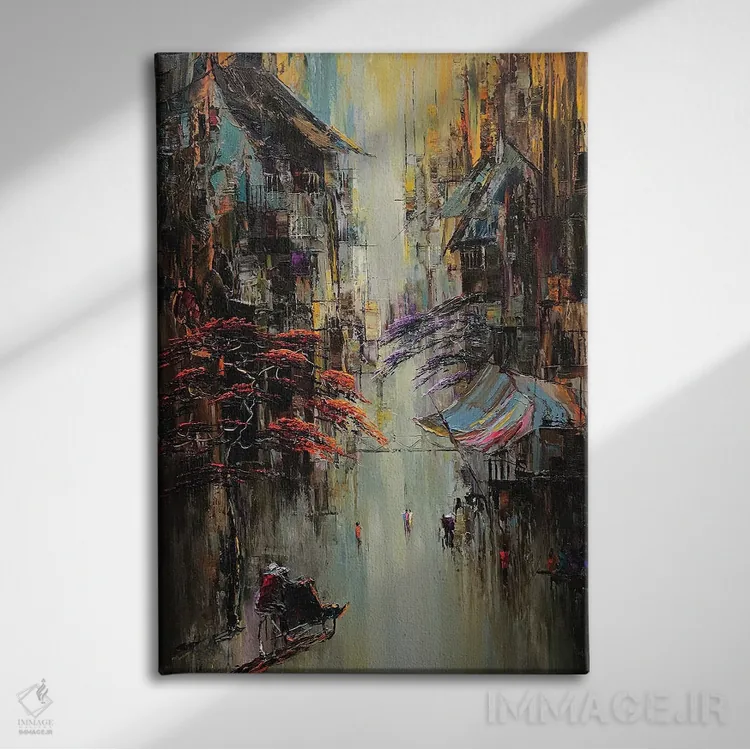 تابلو دکوراتیو کوچه کوچک اثر له نگوک کوآن - نمای روبهرو روی دیوار