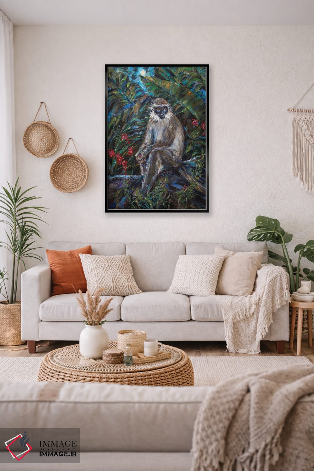 تابلو دکوراتیو مهتاب میمون ها اثر لیندا اولسن - D3B
