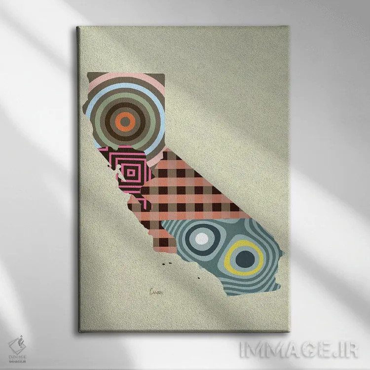 تابلو دکوراتیو "ایالت کالیفرنیا" اثر لانره استودیو - نمای روبهرو روی دیوار