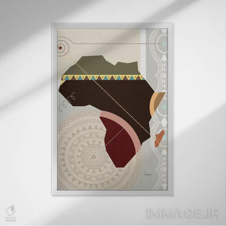 تابلو دکوراتیو "آفروویل" اثر لانره استودیو - نمای قابدار سفید