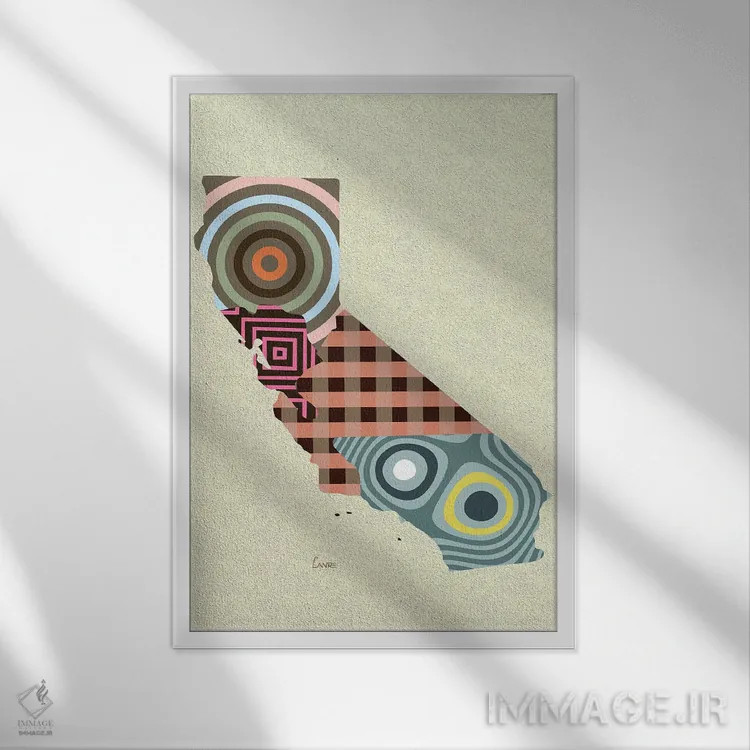 تابلو دکوراتیو "ایالت کالیفرنیا" اثر لانره استودیو - نمای قابدار سفید