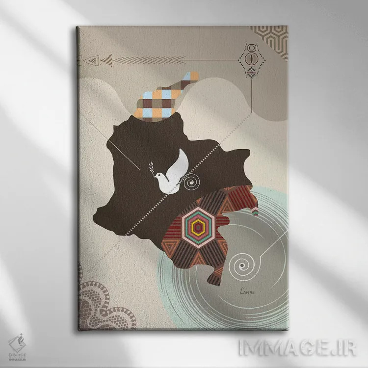 تابلو دکوراتیو "کلمبیا " اثر لانره استودیو - نمای روبهرو روی دیوار