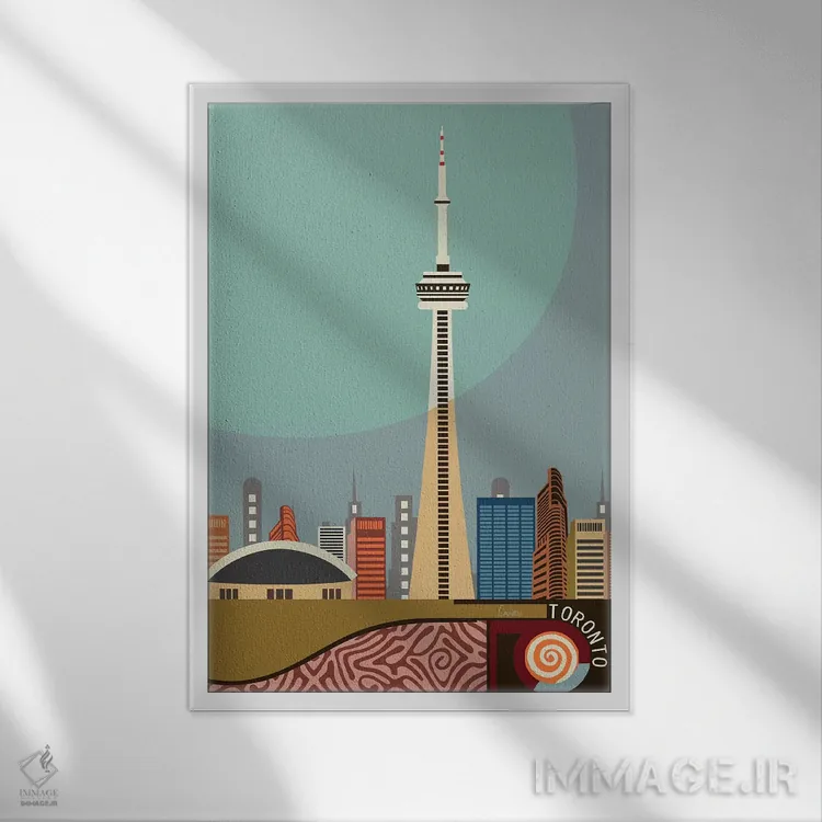 تابلو دکوراتیو "برج CN تورنتو" اثر لانره استودیو - نمای قابدار سفید