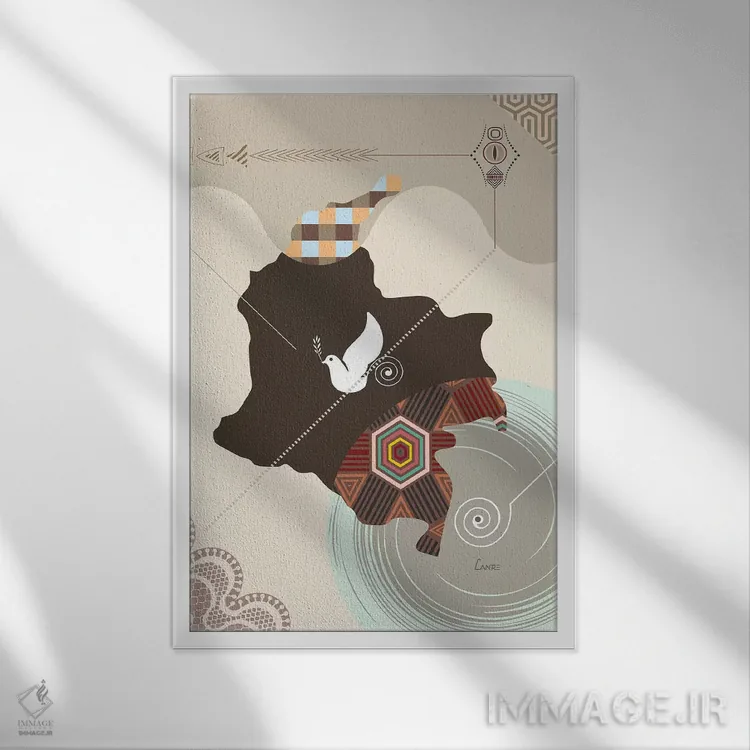تابلو دکوراتیو "کلمبیا " اثر لانره استودیو - نمای قابدار سفید