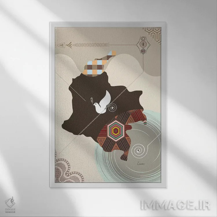 تابلو دکوراتیو "کلمبیا " اثر لانره استودیو - نمای قابدار سفید