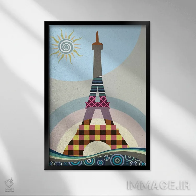 تابلو دکوراتیو "برج ایفل" اثر لانره استودیو - نمای قابدار مشکی