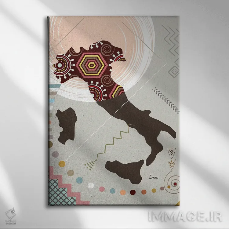 تابلو دکوراتیو "ایتالیا به سبک هنری" اثر لانره استودیو - نمای روبهرو روی دیوار