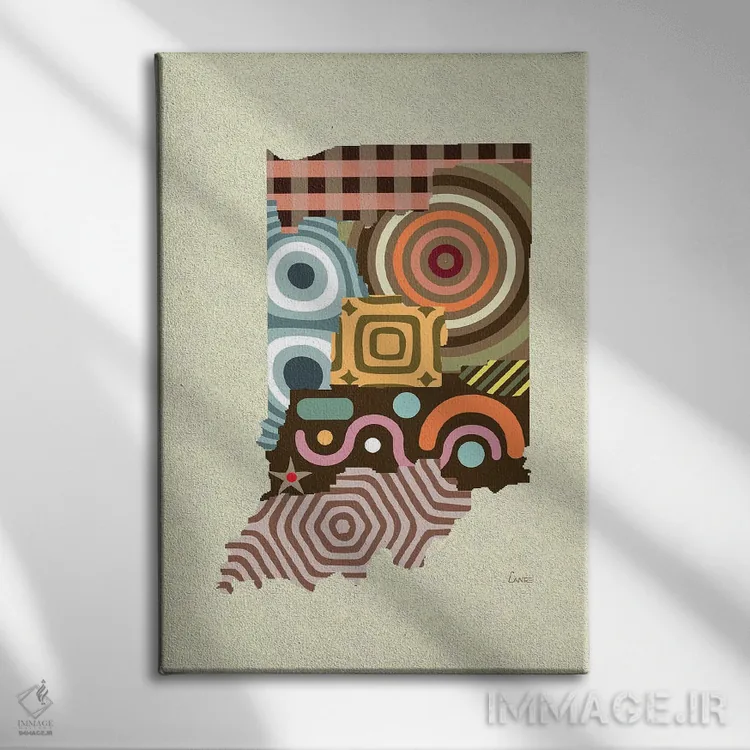 تابلو دکوراتیو "ایالت ایندیانا" اثر لانره استودیو - نمای روبهرو روی دیوار