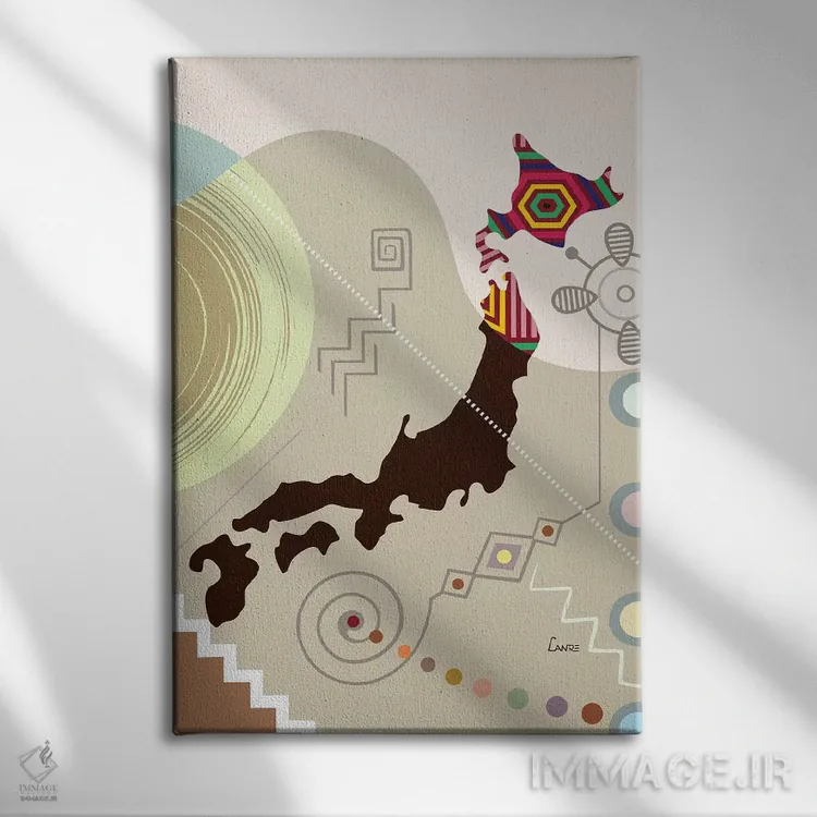 تابلو دکوراتیو "ژاپن به سبک هنری" اثر لانره استودیو - نمای روبهرو روی دیوار