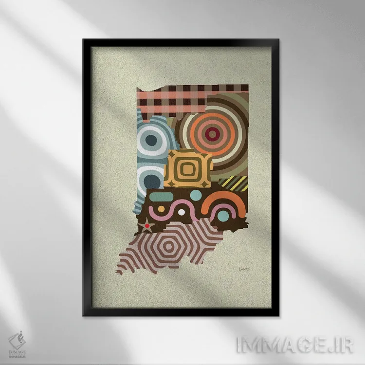 تابلو دکوراتیو "ایالت ایندیانا" اثر لانره استودیو - نمای قابدار مشکی