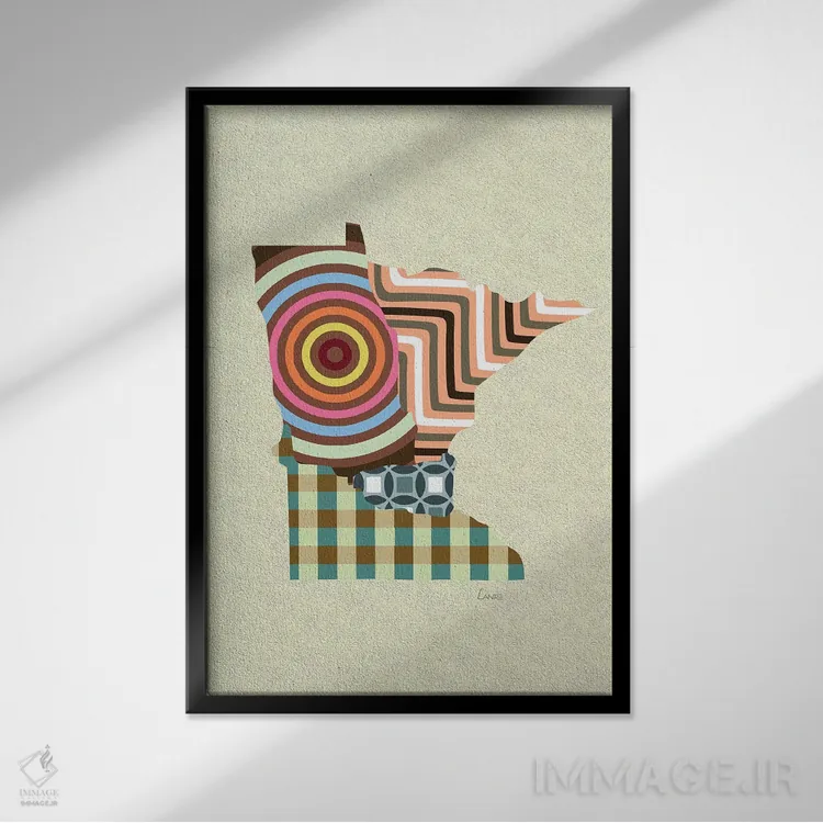 تابلو دکوراتیو "ایالت مینه سوتا" اثر لانره استودیو - نمای قابدار مشکی