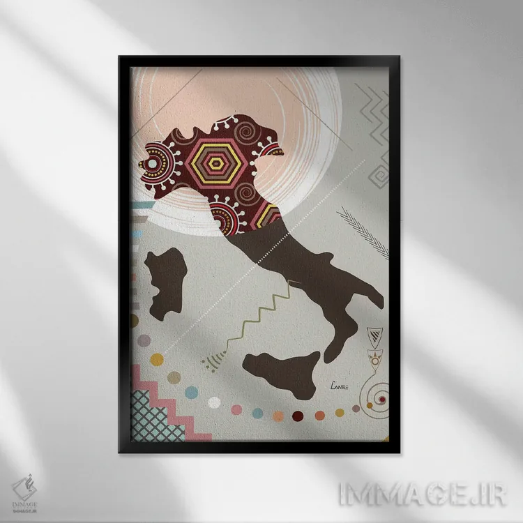 تابلو دکوراتیو "ایتالیا به سبک هنری" اثر لانره استودیو - نمای قابدار مشکی