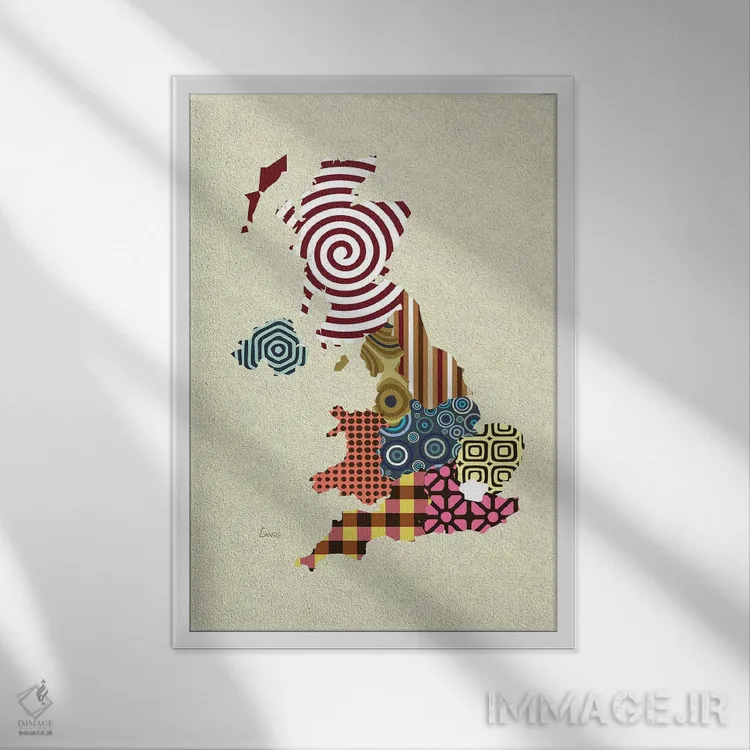 تابلو دکوراتیو "بریتانیا" اثر لانره استودیو - نمای قابدار سفید