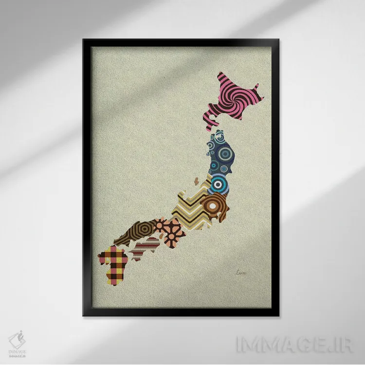 تابلو دکوراتیو "ژاپن" اثر لانره استودیو - نمای قابدار مشکی