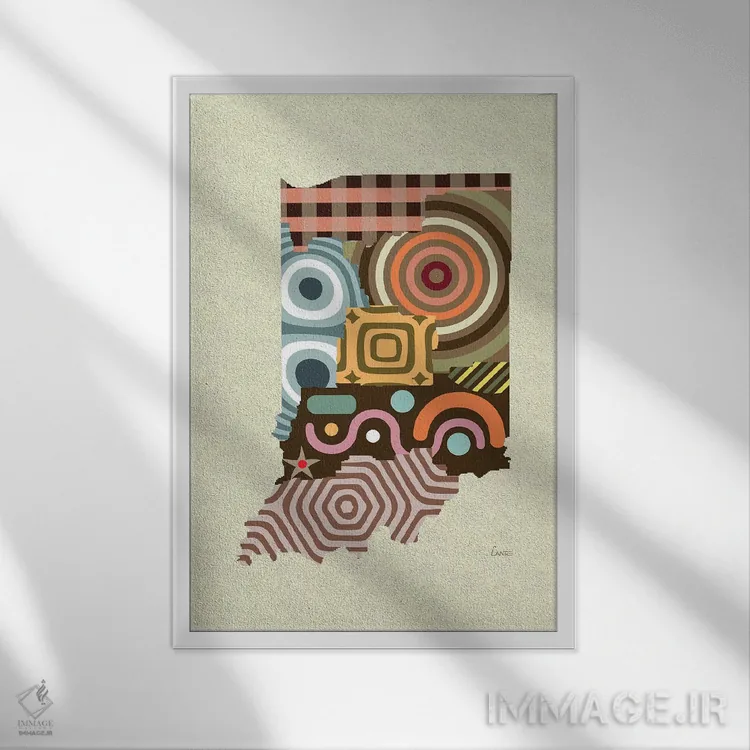 تابلو دکوراتیو "ایالت ایندیانا" اثر لانره استودیو - نمای قابدار سفید