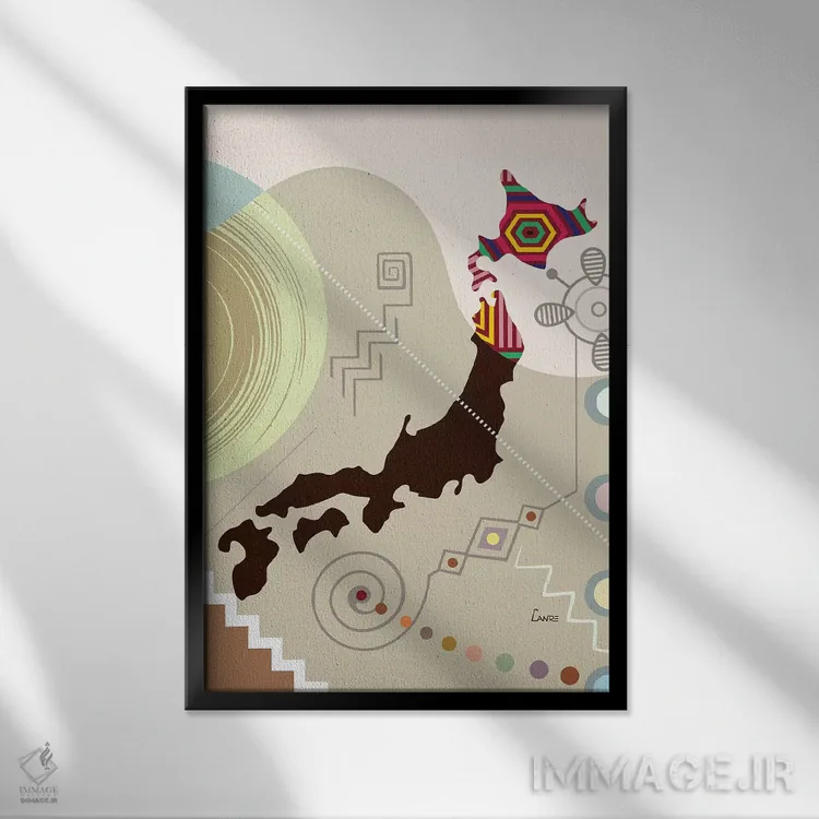 تابلو دکوراتیو "ژاپن به سبک هنری" اثر لانره استودیو - نمای قابدار مشکی